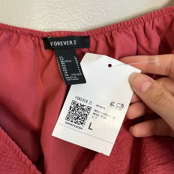 NWT Forever 21 Red Jacquard Puff Sleeve Cutout Mini Dress - Picture 9 of 12